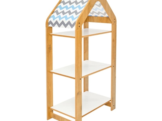 Ραφιέρα Montessori Zoilen I pakoworld λευκό-φυσικό-μπλε mdf 50x30x100εκ