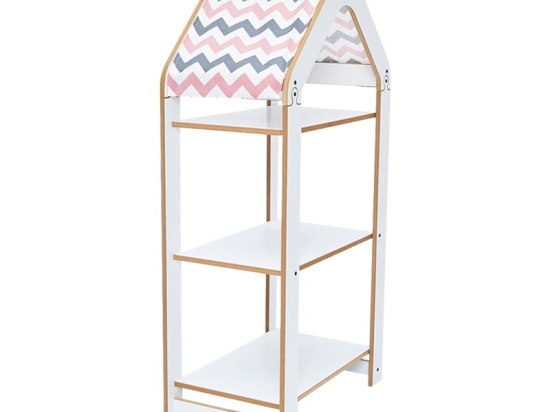 Ραφιέρα Montessori Zoilen I pakoworld λευκό-ροζ mdf 50x30x100εκ