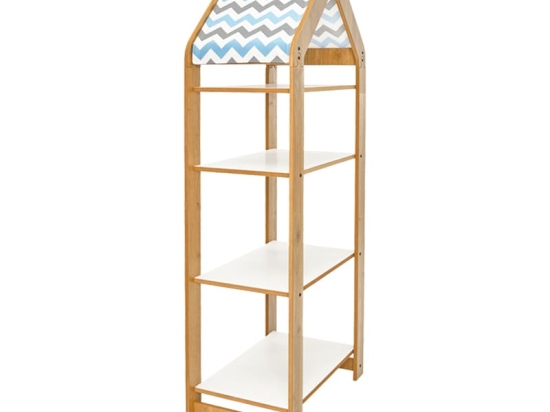 Ραφιέρα Montessori Zoilen II pakoworld φυσικό-λευκό-μπλε mdf 50x30x120εκ