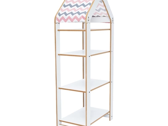 Ραφιέρα Montessori Zoilen II pakoworld λευκό-ροζ mdf 50x30x120εκ