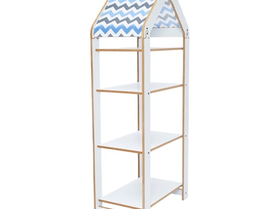 Ραφιέρα Montessori Zoilen II pakoworld λευκό-μπλε mdf 50x30x120εκ