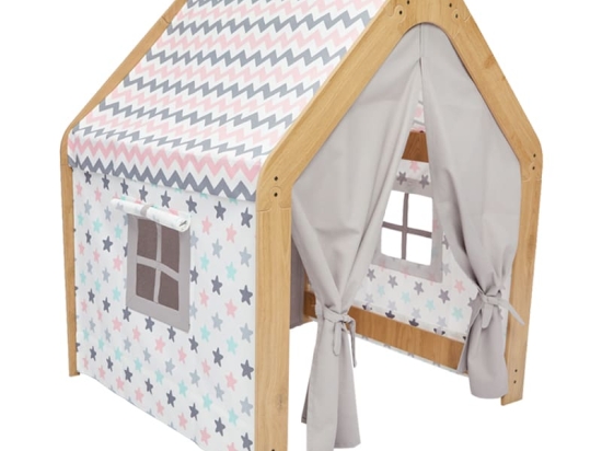 Παιδικό σπίτι Montessori Hosnele pakoworld φυσικό-λευκό-ροζ mdf 95x90x114εκ