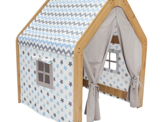 Παιδικό σπίτι Montessori Hosnele pakoworld φυσικό-λευκό-μπλε mdf 95x90x114εκ