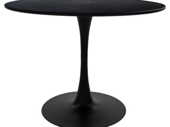 Τραπέζι Balou I pakoworld MDF μαύρο μαρμάρου Φ120x75εκ