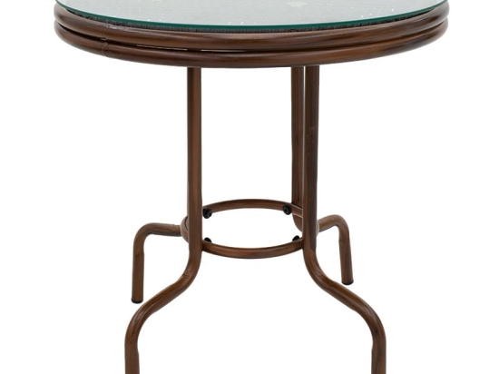 Τραπέζι Paula pakoworld μέταλλο-pe rattan καφέ Φ60x60εκ