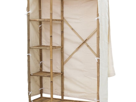 Υφασμάτινη ντουλάπα Jael pakoworld bamboo φυσικό-εκρού 110x40x170εκ