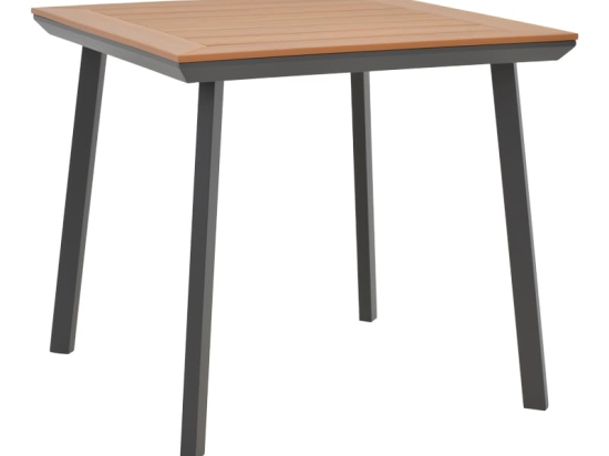 Τραπέζι Synergy pakoworld αλουμίνιο ανθρακί-plywood φυσικό 80x80x74εκ