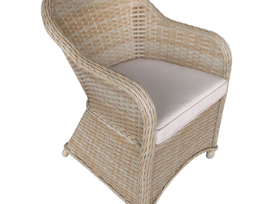 Πολυθρόνα κήπου Hadrian pakoworld rattan καφέ- textilene μπεζ 57x70x85εκ