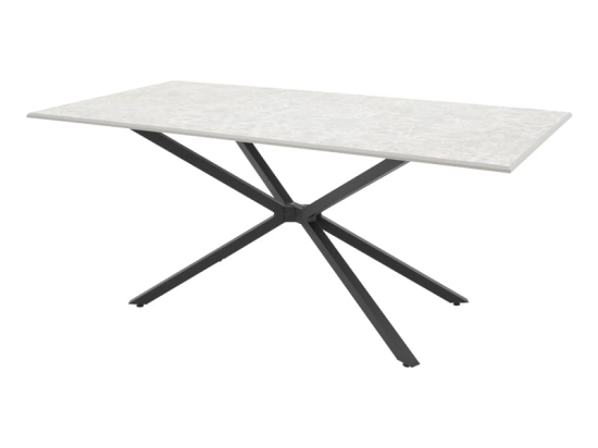 Τραπέζι Dinny pakoworld γκρι μαρμάρου mdf-μαύρο μέταλλο 180x90x75εκ