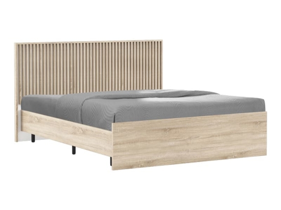 Κρεβάτι διπλό Bruse pakoworld oak-λευκό χρώμα μελαμίνης 160x200εκ