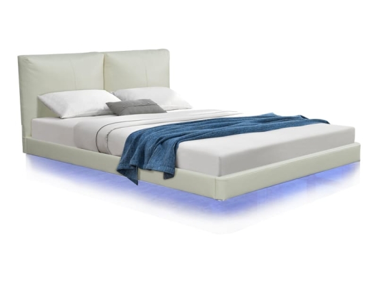 Κρεβάτι διπλό Jessie pakoworld floating style με led-PU εκρού 160x200εκ