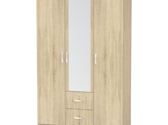Ντουλάπα ρούχων τρίφυλλη Dillion pakoworld sonoma μελαμίνης 120x52x190εκ