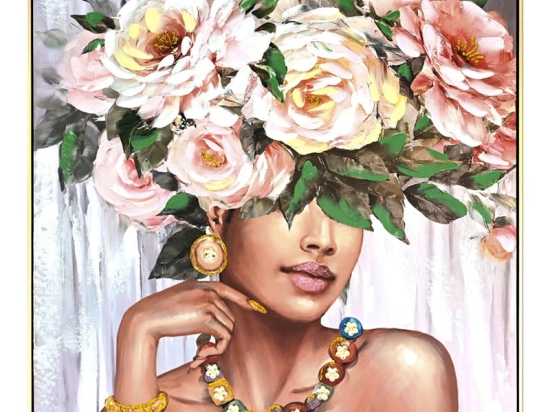 Πίνακας σε καμβά Flowergirl Inart 82x4.5x82εκ