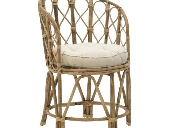 Πολυθρόνα Rostan Inart φυσικό rattan με μαξιλάρι 60x46x80εκ
