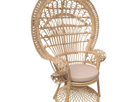 Πολυθρόνα Dorothy Inart με μπεζ μαξιλάρι-φυσικό rattan 115x57x150εκ