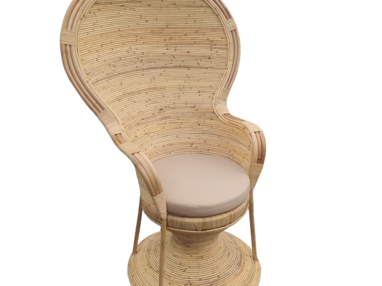 Πολυθρόνα Rea Inart με μπεζ μαξιλάρι-φυσικό rattan 85x85x141εκ