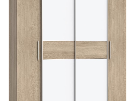 Ντουλάπα ρούχων Closet pakoworld τετράφυλλη sonoma oak-λευκό μελαμίνης 200x61.5x190.5εκ