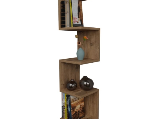 Ραφιέρα τοίχου Zigzag pakoworld oak μελαμίνης 25x25x109εκ