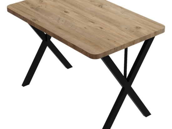 Τραπέζι Zeryin pakoworld oak μελαμίνης-μαύρο μέταλλο 110x70x75εκ