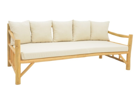 Καναπές Roziana pakoworld φυσικό teak ξύλο 210x100x80εκ