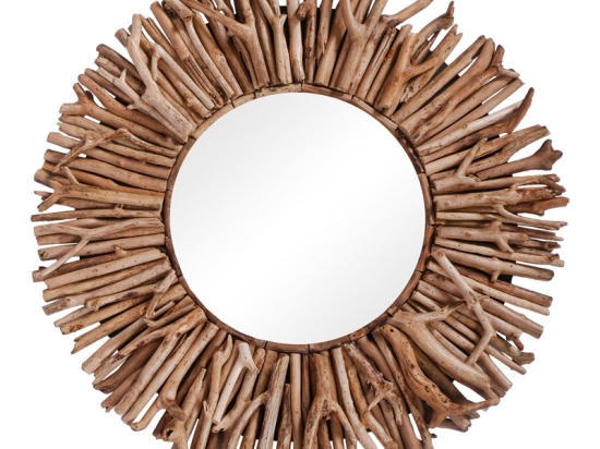 Καθρέπτης Grazzy Inart arum-flotsam ξύλο σε φυσική απόχρωση Φ70x8εκ