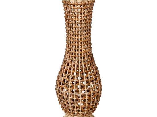 Βάζο Gucre Inart ξύλο-rattan pe σε φυσική απόχρωση Φ25x70εκ