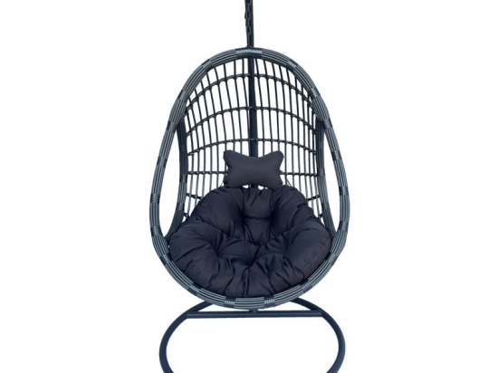 Κούνια φωλιά με βάση Cungo pakoworld μέταλλο - pe rattan σε γκρι απόχρωση 125x105x195εκ
