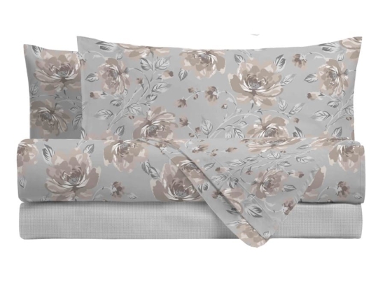 Amo la Casa Σετ Σεντόνια King Size Φανελένια με Λάστιχο 240X290 – Vickie Γκρι