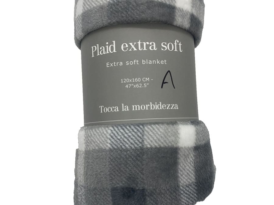 Amo la Casa Κουβέρτα Καναπέ 120160 Fleece Printed - Stampata Γκρι Καρώ