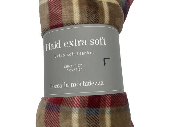 Amo la Casa Κουβέρτα Καναπέ 120160 Fleece Printed - Stampata Μπεζ Καρώ