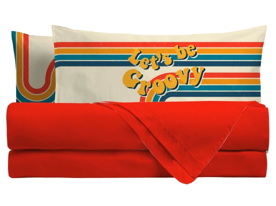 Amo la Casa Σετ Σεντόνια Digital Print Μονά με Λάστιχο 150x290 - Groovy Κοραλλί