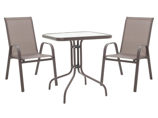 Τραπεζαρία Watson-Calan σετ 3τεμ pakoworld μέταλλο-textilene καφέ 70x70x70εκ