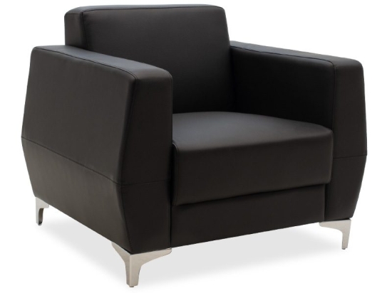 Πολυθρόνα Dermis pakoworld inox-τεχνόδερμα μαύρο 88x75x75εκ
