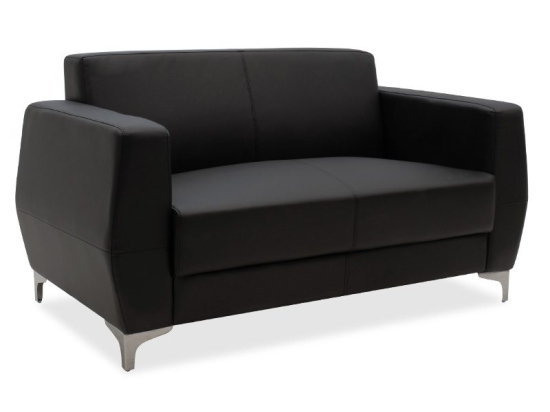 Καναπές 2θέσιος Dermis pakoworld inox-τεχνόδερμα μαύρο 138x75x75εκ
