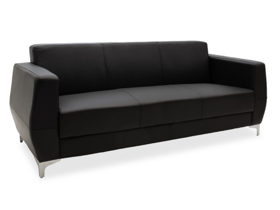 Καναπές 3θέσιος Dermis pakoworld inox-τεχνόδερμα μαύρο 188x75x75εκ