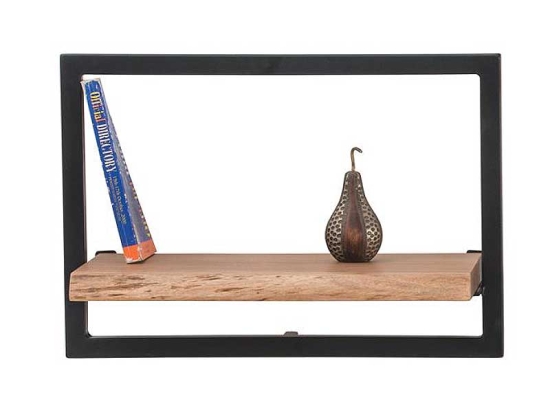 Lizard frame ράφι ακακία σε φυσικό χρώμα με μεταλλικό μαύρο πλαίσιο 50x25x35 εκ
