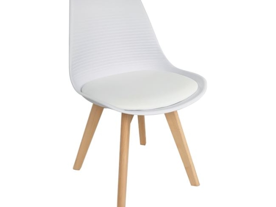Καρέκλα λευκή Martin stripe από ξύλο και συνθετικό PP 49x56x82 εκ