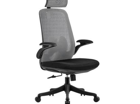 Πολυθρόνα Mesh γραφείου με γκρι ύφασμα 73x67x118 εκ