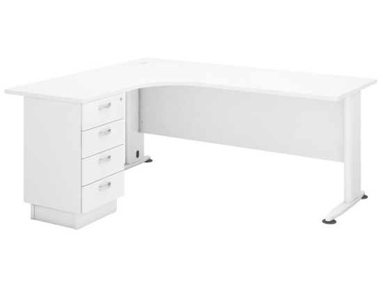 Superior compact γραφείο με δεξιά γωνία σε απόχρωση λευκή 180x70x75 εκ