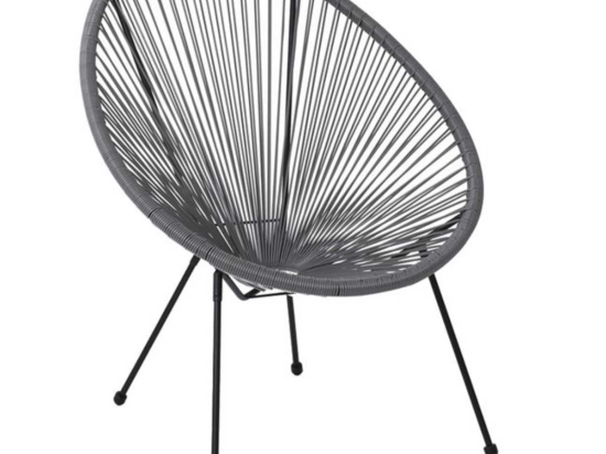 Acapulco πολυθρόνα από μέταλλο μαύρo με rattan γκρι 73x76x89 εκ