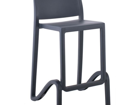 Giano σκαμπό bar με πλάτη pp ανθρακί στοιβαζόμενο 46x47x65 εκ
