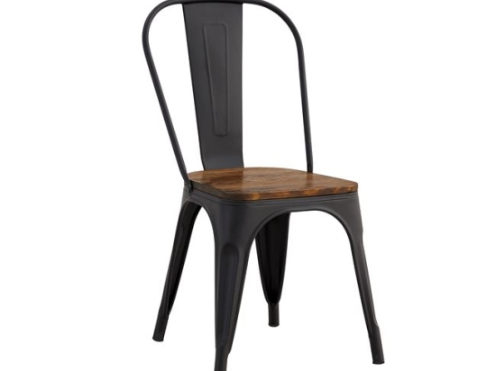 Relix καρέκλα Wood Dark Oak κάθισμα με μεταλλική μαύρη πλάτη και πόδια 45x53x85 εκ