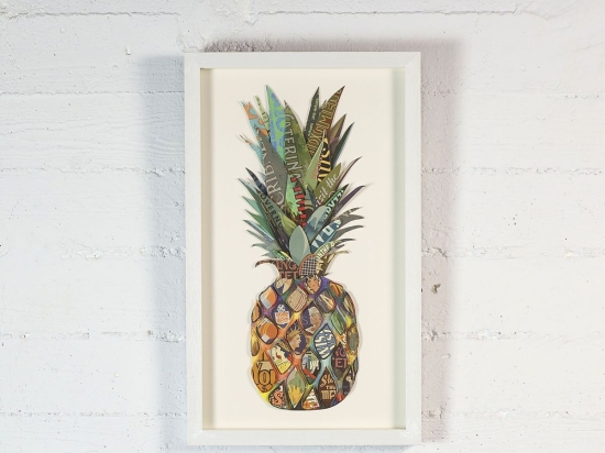 Pineapple πίνακας από 3D κολλάζ σε σχήμα ανανά 30x50 εκ