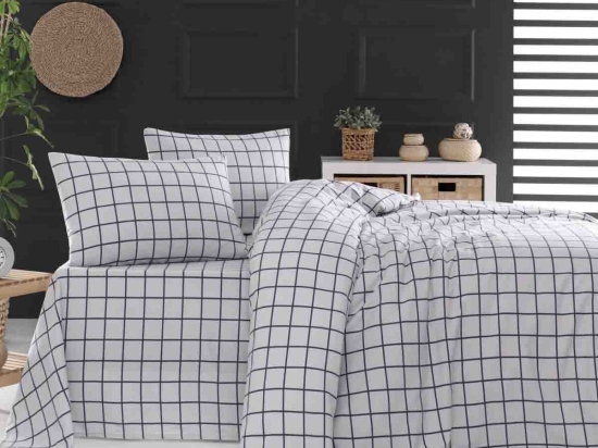 Squares γκρι σετ σεντόνια φανελένια με λάστιχο 165x205 συν 25 εκ