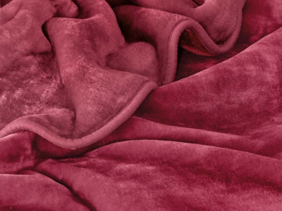 Velour κόκκινο ροδί βελουτέ κουβέρτα 220x240 εκ