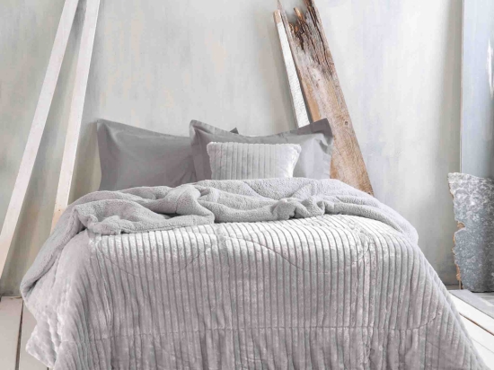 Shabby γκρι κουβερτοπάπλωμα 220x240 εκ