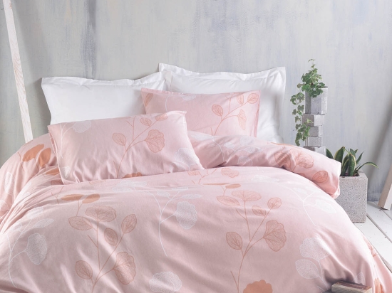 Morin ροζ σετ παπλωματοθήκη υπέρδιπλο flannel 225x240 εκ  