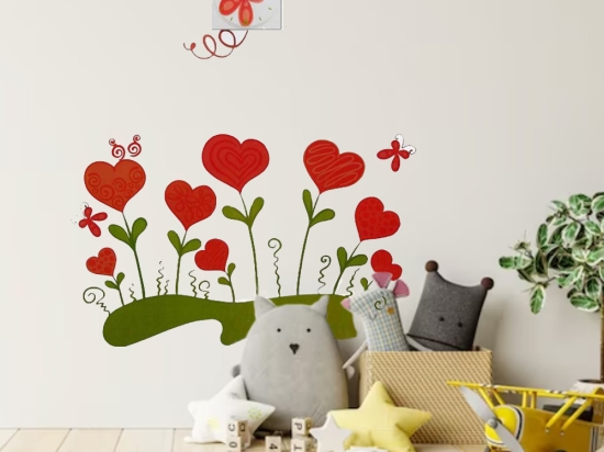 Flower garden αυτοκόλλητο ρολόι τοίχου 
