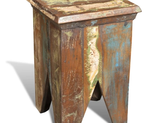 Σκαμπό vintage από μασίφ ανακυκλωμένο ξύλο 30x30x45 εκ