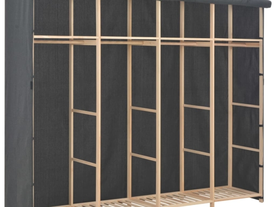 Ντουλάπα από ξύλο και γκρι ύφασμα 200x40x170 εκ